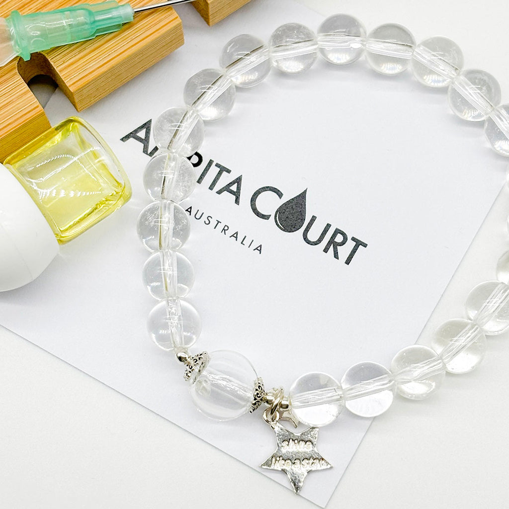 Sterling Silver Crystal Aroma Bracelet - Clear Quartz | Energy & Healing | Diffuser Jewelry | Gift for her