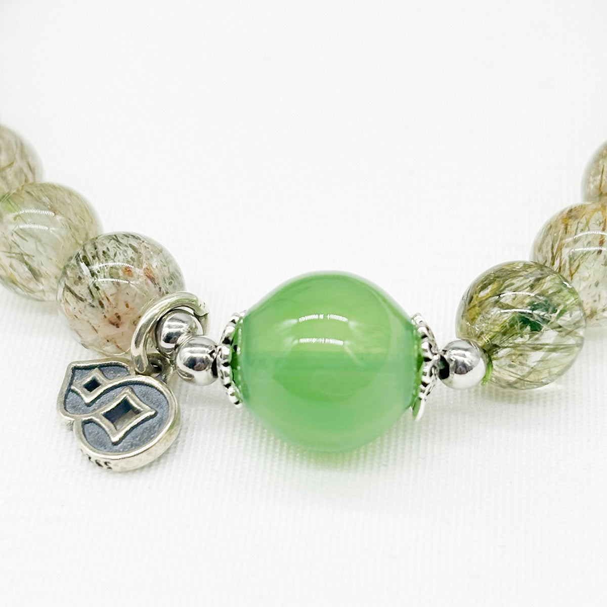 Sterling Silver Crystal Aroma Bracelet - Ghost Phantom Quartz | Energy & Healing | Diffuser Jewelry | Unique Gift