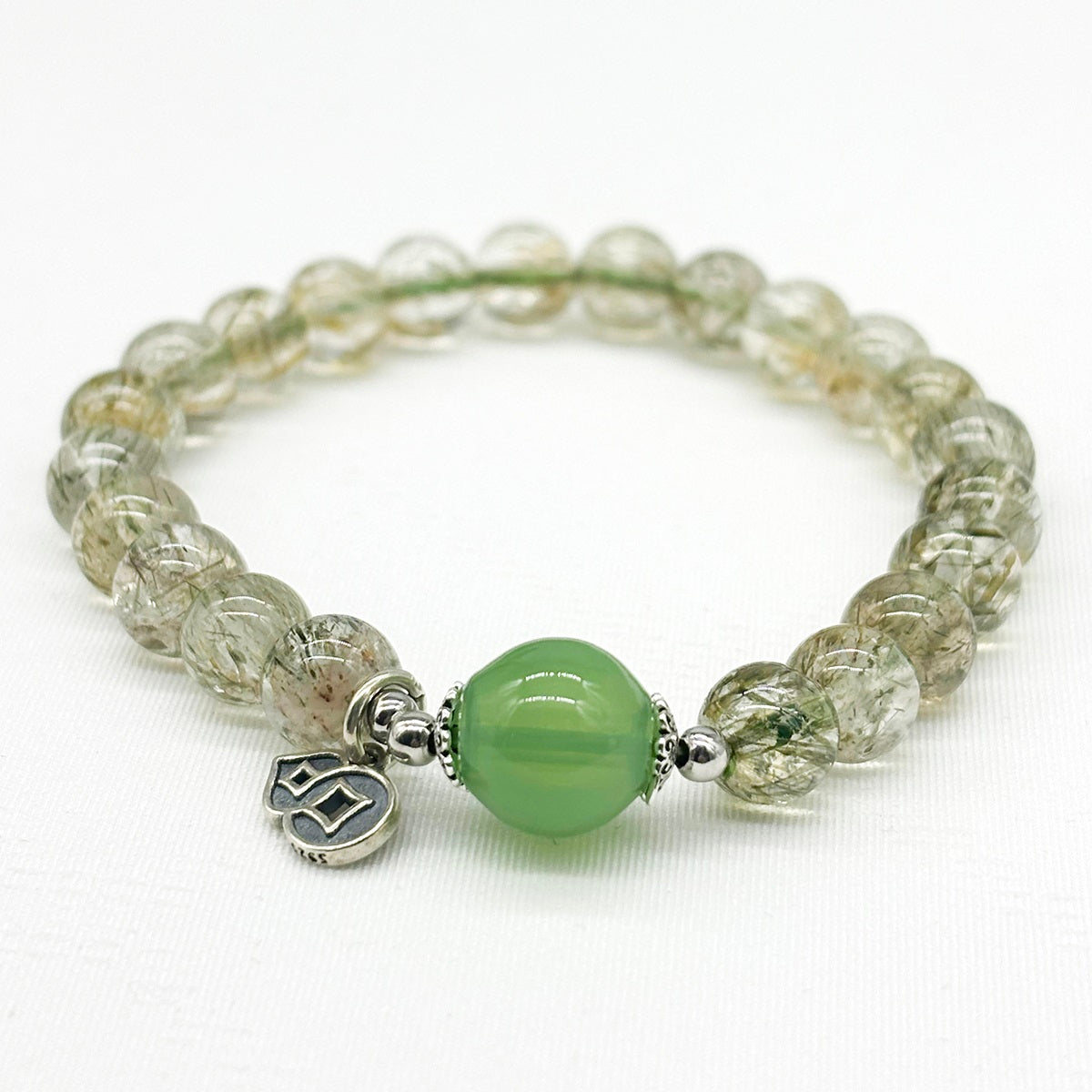 Sterling Silver Crystal Aroma Bracelet - Ghost Phantom Quartz | Energy & Healing | Diffuser Jewelry | Unique Gift