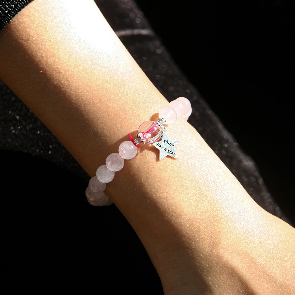 Sterling Silver Crystal Aroma Bracelet - Rose Quartz | Energy & Healing | Diffuser Jewelry