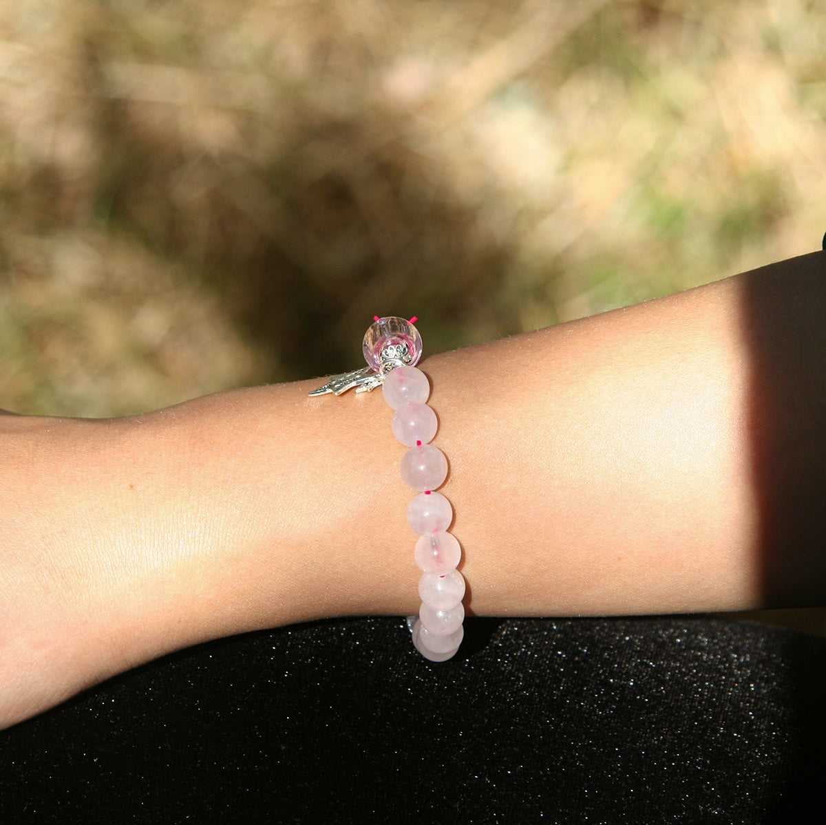 Sterling Silver Crystal Aroma Bracelet - Rose Quartz | Energy & Healing | Diffuser Jewelry
