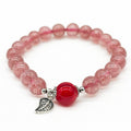 Sterling Silver Crystal Aroma Bracelet - Strawberry Quartz | Energy & Healing | Diffuser Jewelry